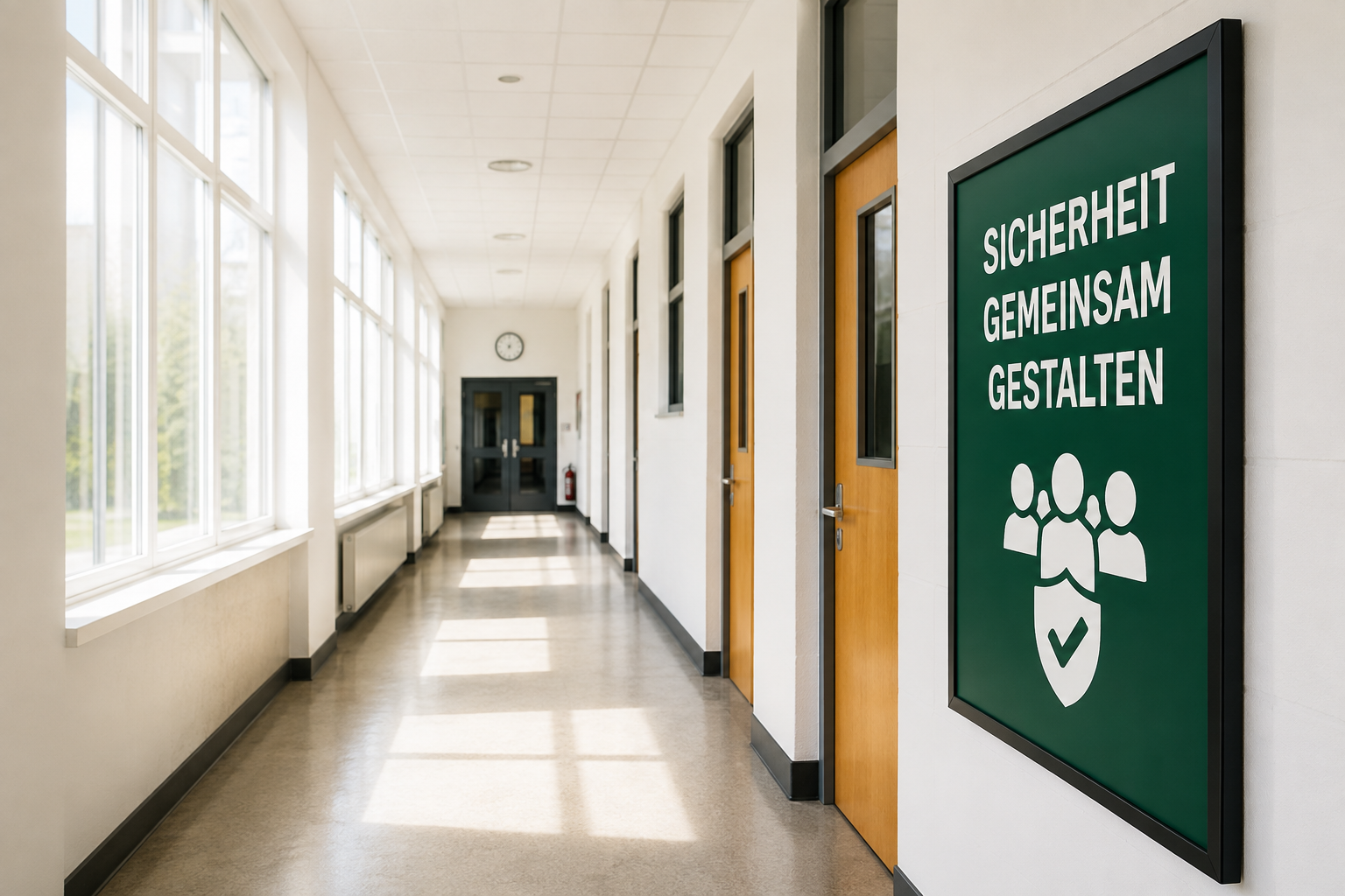 Schulflur als Symbol für schulische Sicherheit, Gewaltprävention und Amokprävention